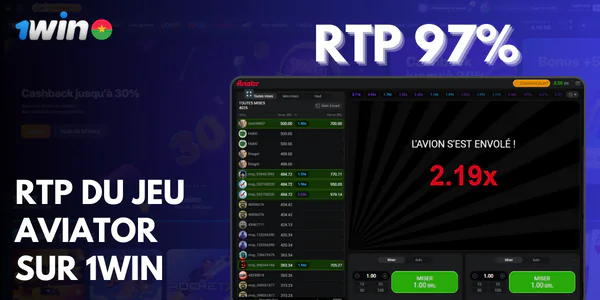 RTP du jeu Aviator sur 1win