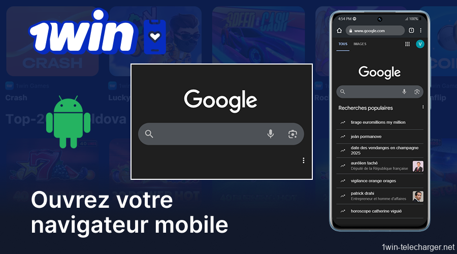 Ouvrez votre navigateur mobile sur votre appareil Android