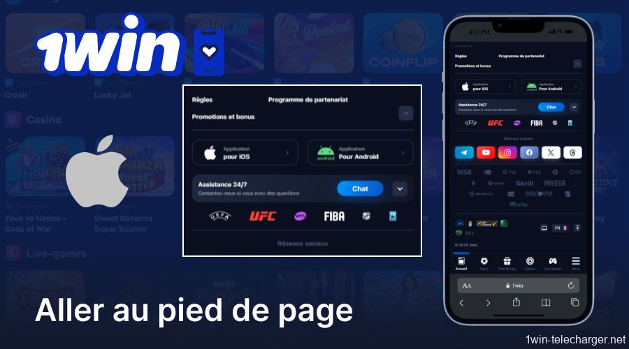 Cliquez sur le bouton « Télécharger sur iOS » dans le pied de page
