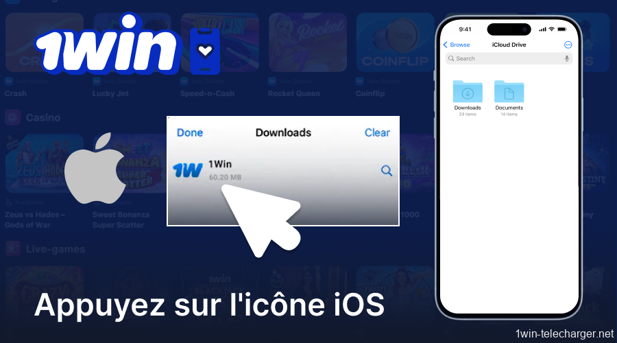 Appuyez sur le bouton « Confiance » et attendez que le fichier IPA 1Win soit téléchargé